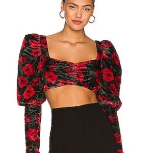 Jackie Cropped Top in French Rose Floral